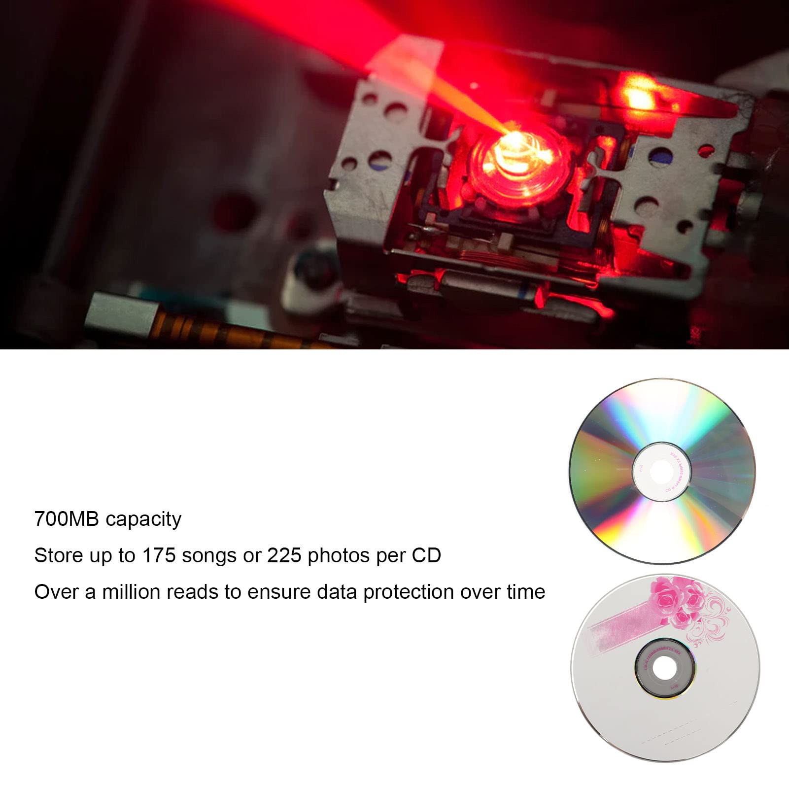 CD R Blank Discs, 700MB 52X Recordable Disc, Blank CDs for Burning